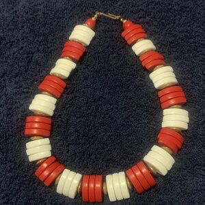 Red and White Beaded Necklace